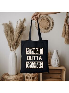 Custom Black Tote Straight Outta Groceries